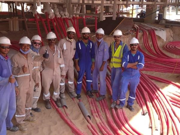 AQT crew and cable trenching plant on a power cable laying route